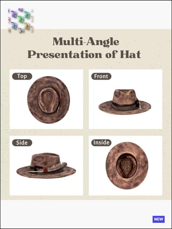 Vintage Wide Brim Fedora Hat 100% Wool Stiff Felt Distressed Western Style main image 4